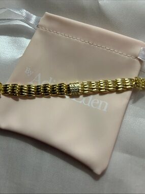 Adina Eden Gold-Tone Multi-Link Bracelet with Pave Accents in Center NEW